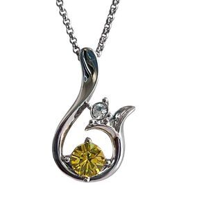 Yellow Gemstone Mermaid Necklace Choker 16" with Ext 18k Gold Plated Silver
